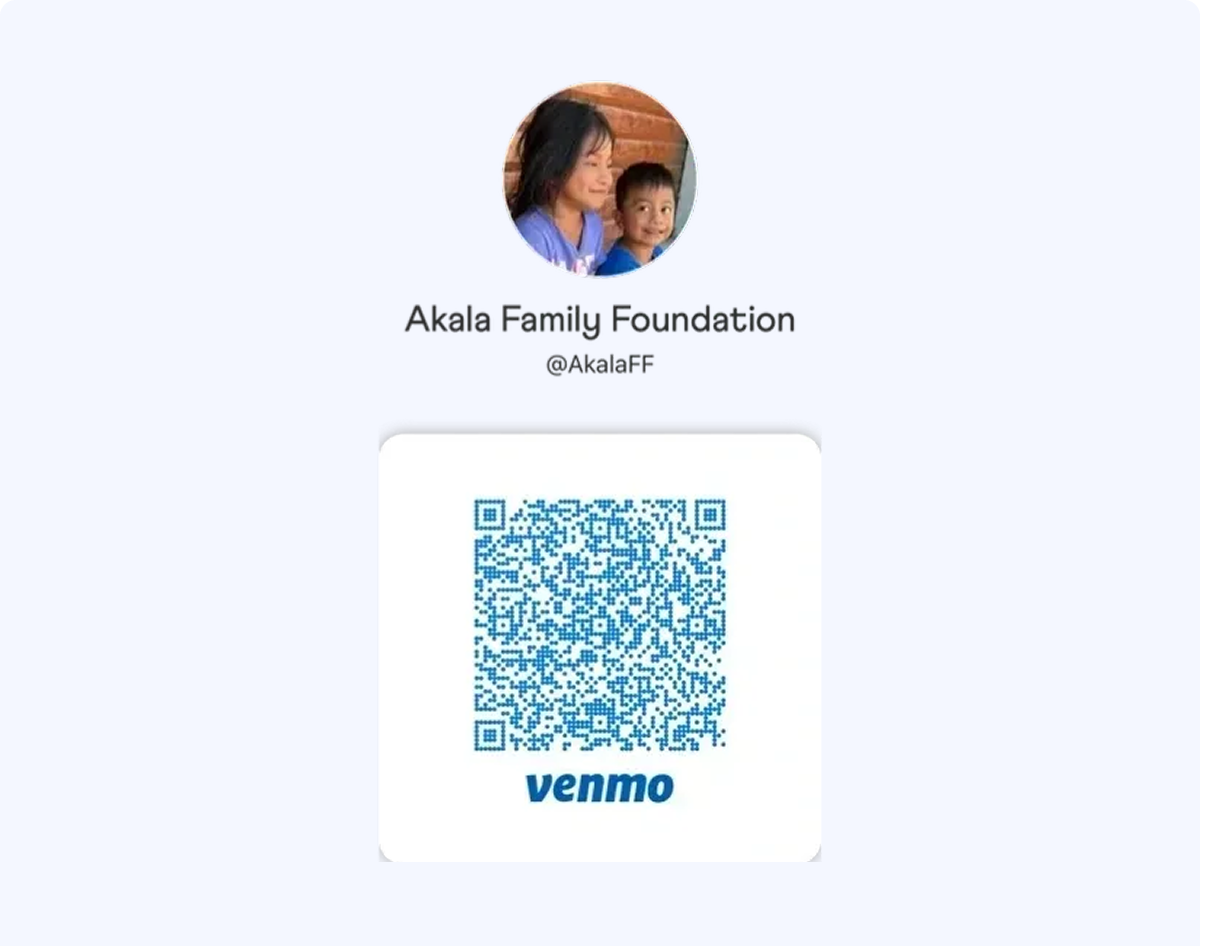 Profile with QR code for Venmo donation